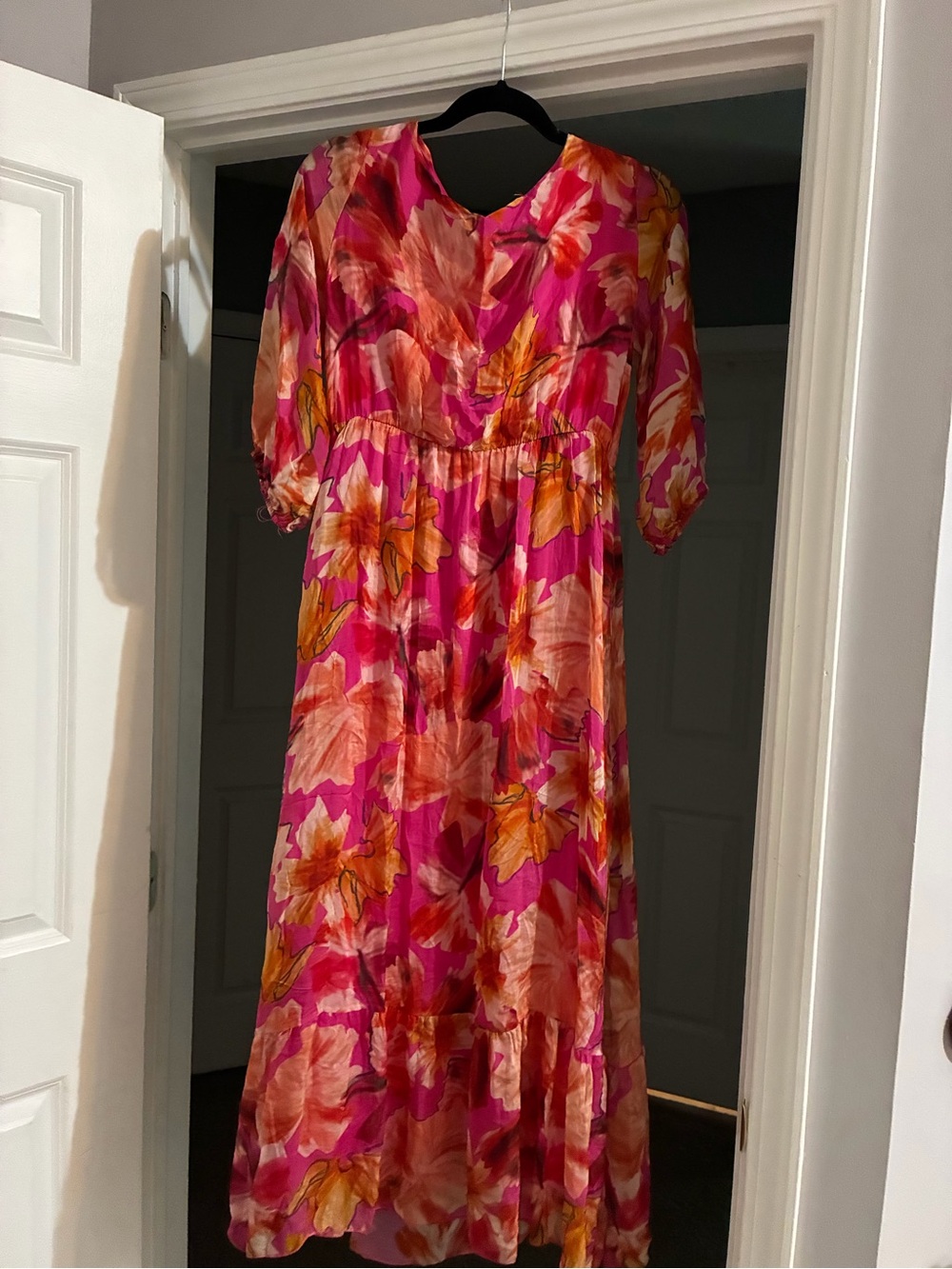 LARA G. Made in Italy Pink and Orange Floral Maxi Dress